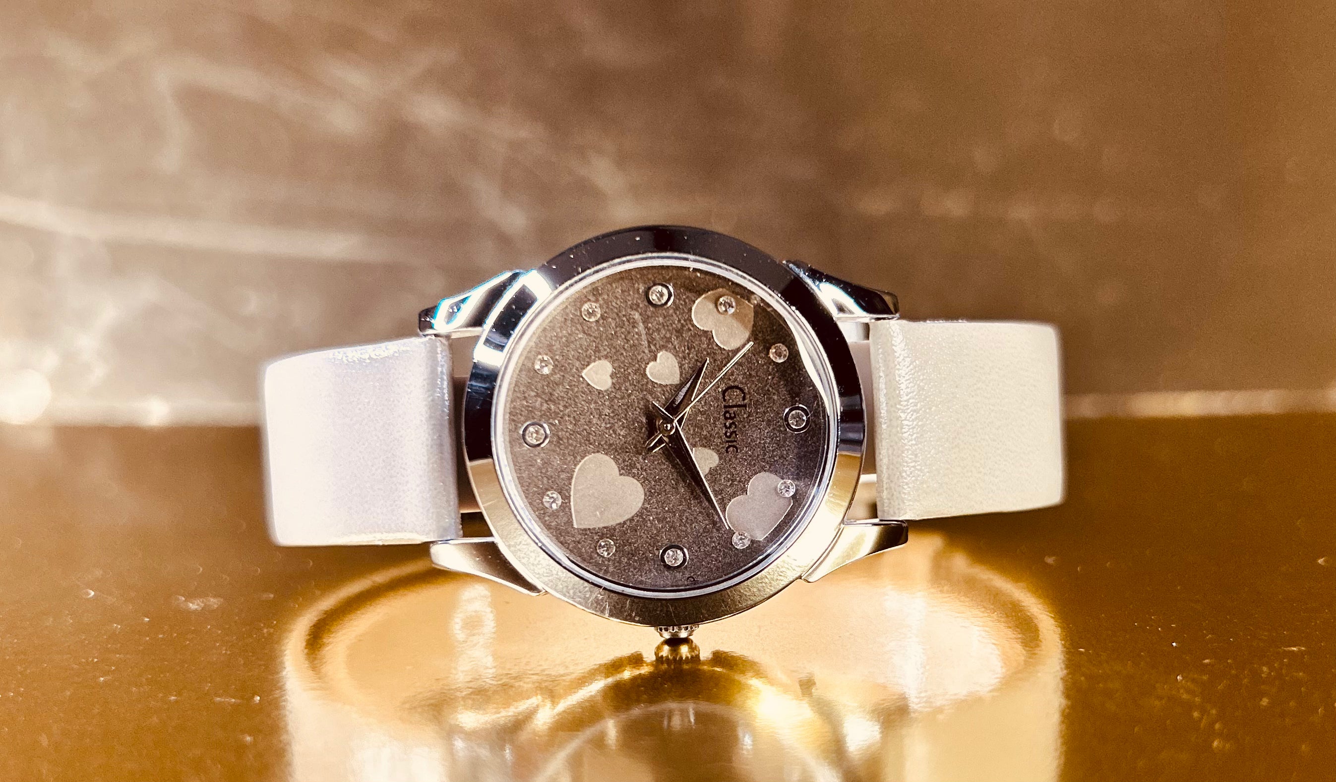 Classic Workwear Analog Studded Multicolour Textured Dial With Strap Watch for Women
