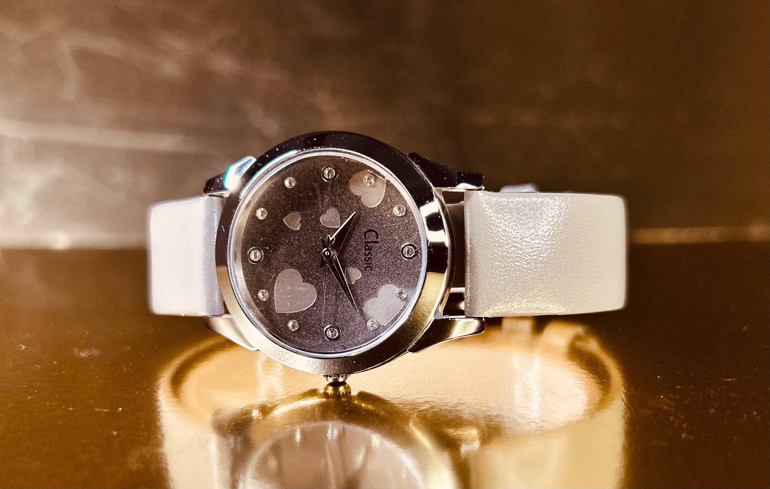 Classic Workwear Analog Studded Multicolour Textured Dial With Strap Watch for Women