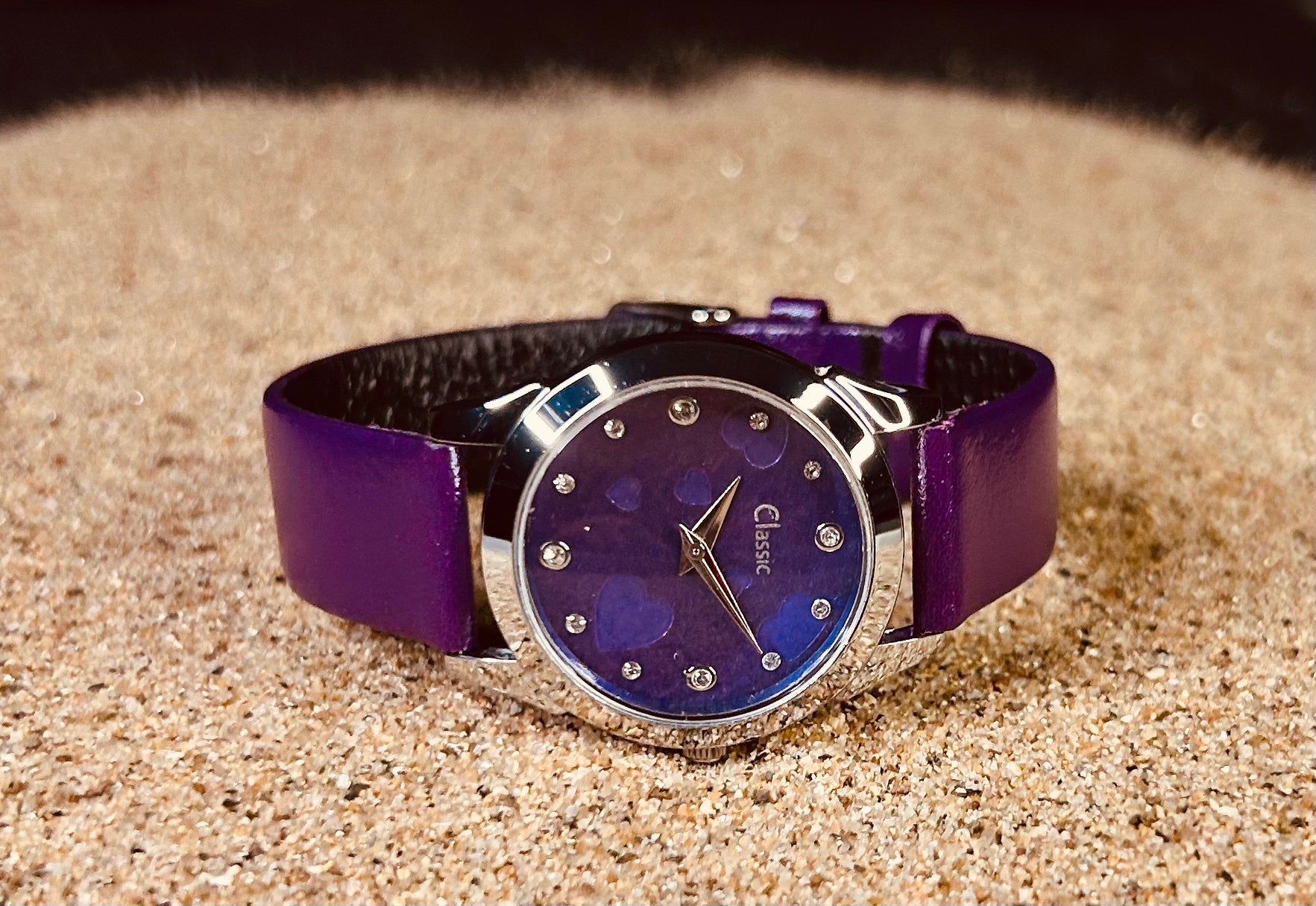 Classic Workwear Analog Studded Multicolour Textured Dial With Strap Watch for Women