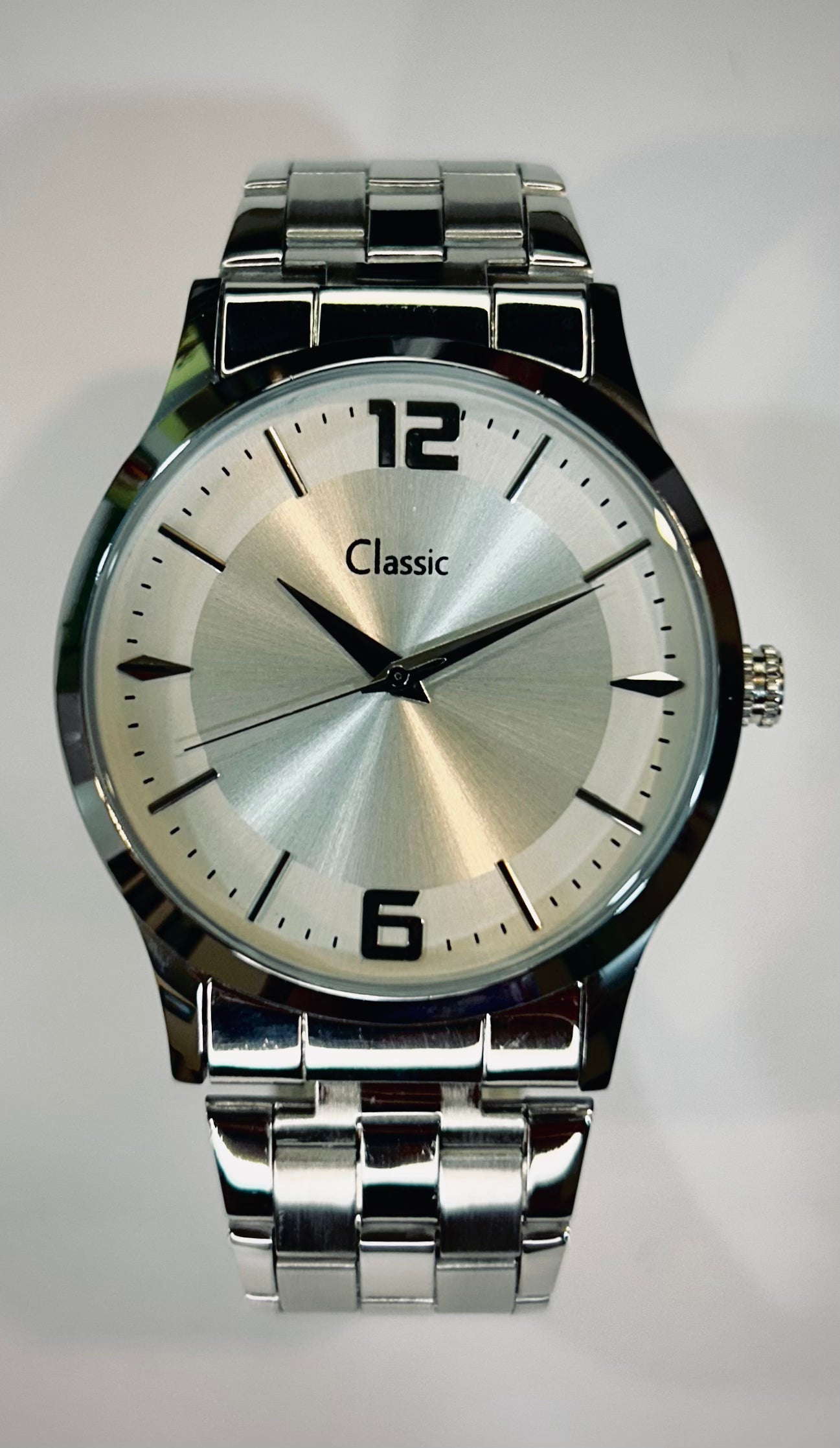 Classic Essentials Analog Round Silver Sunburst dial Wrist Watch with Stainless Steel Metal Strap